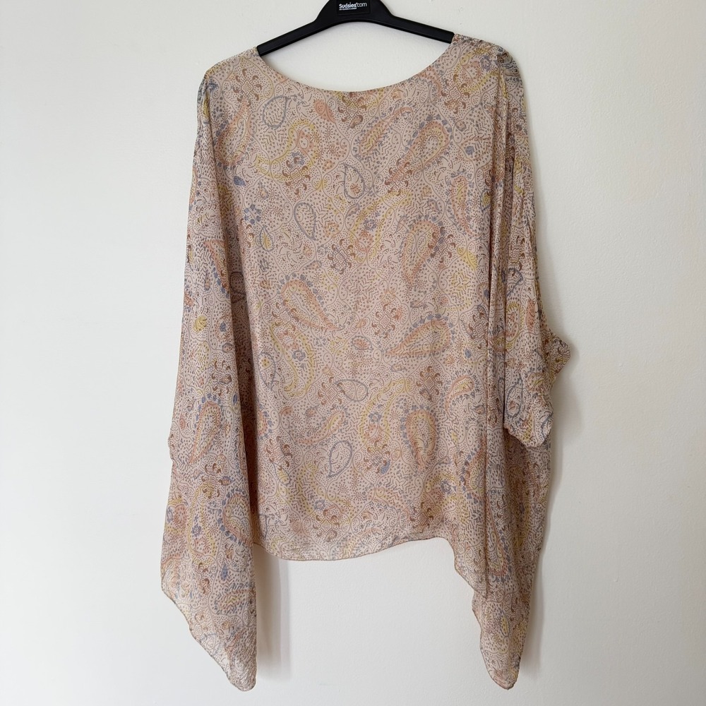 Belle France Womens Paisley Tunic Top Sheer Silk Blend Feminine Fairy Sz XL